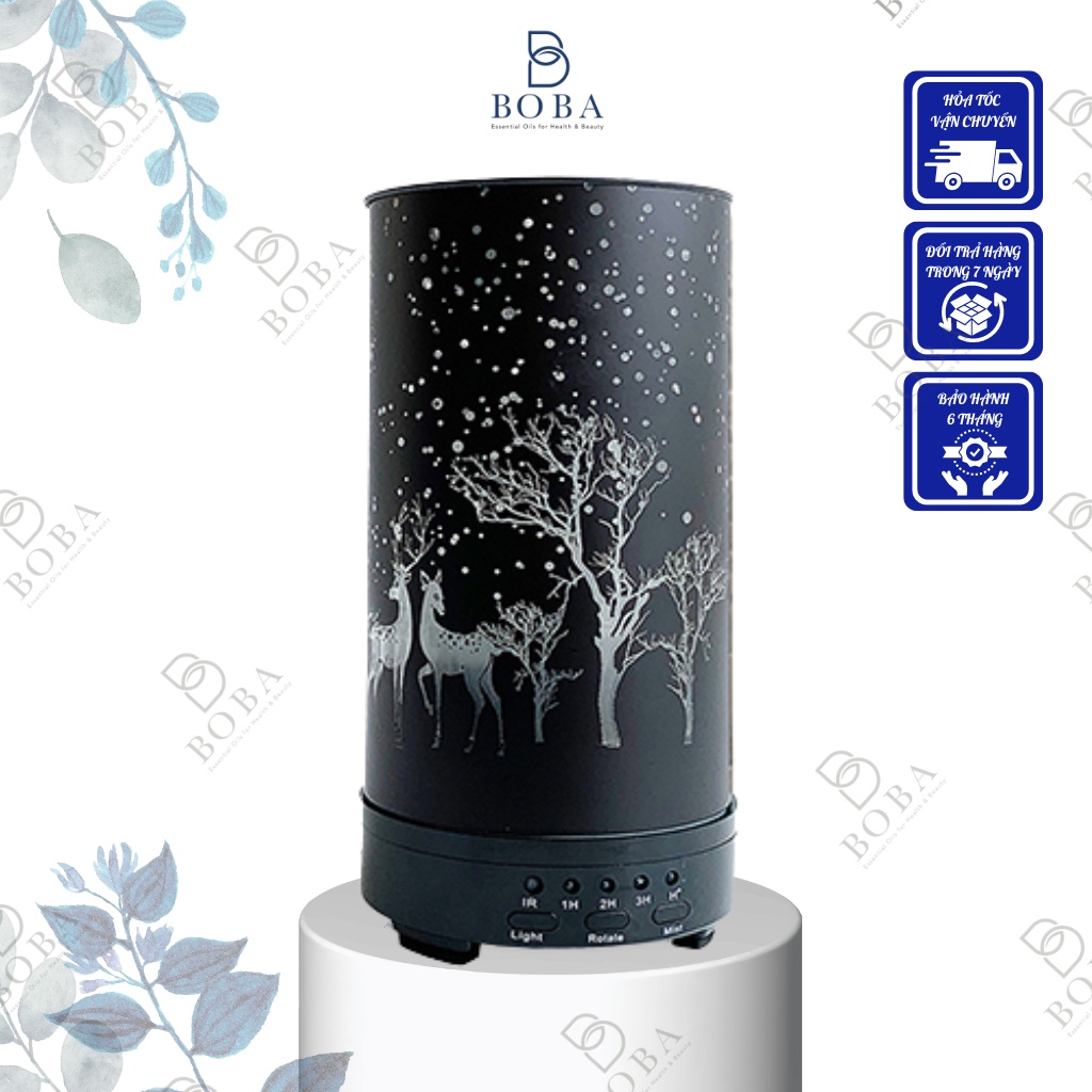 MÁY XÔNG TINH DẦU TRỤ KIM LOẠI HÌNH HƯƠU ĐẾ XOAY | MÁY PHUN SƯƠNG TẠO ẨM | KHUẾCH TÁN TINH DẦU THƠM PHÒNG | Bobashop.vn