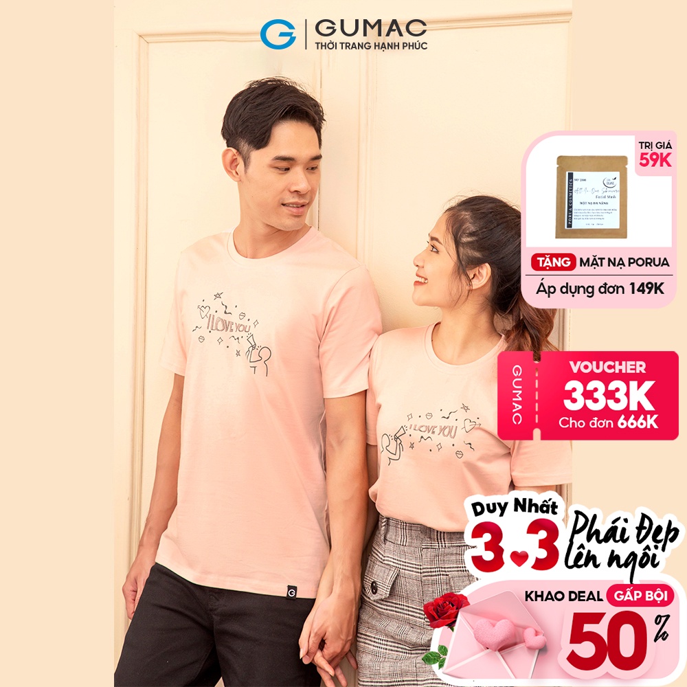 Áo thun nam thời trang GUMAC in chữ mẫu mới ATNC01027
