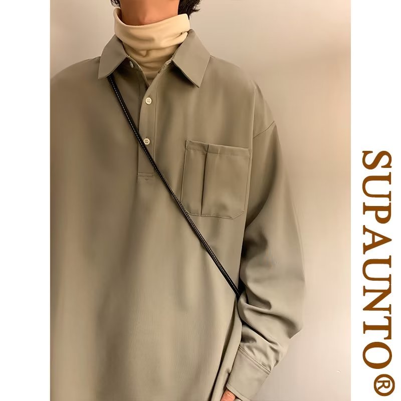 Áo Sơ Mi Dài Tay Dáng Rộng Thời Trang Hàn Quốc Đơn Giản Dành Cho Nam Và Nữ áo polo nam đẹp áo polo nam đen polo unisex