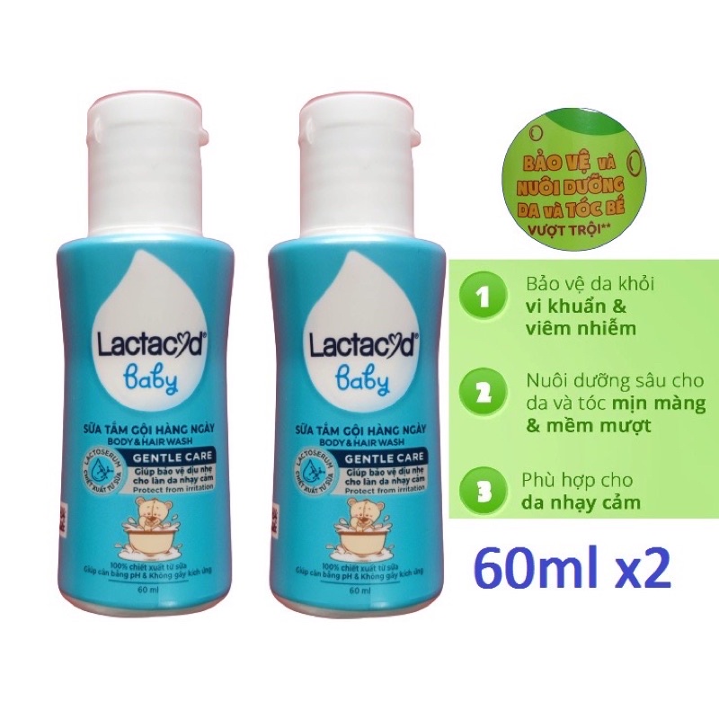 Combo 2 chai sữa tắm gội Lactacyd cho bé