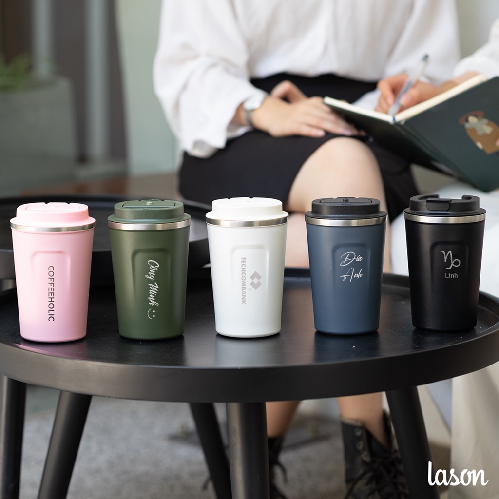 Cốc giữ nhiệt THANH LÝ Đã Khắc Tên, Logo Có Sẵn, inox 304, chống tràn, ly uống cafe, đựng nước, lạnh, nóng 6 - 8 tiếng