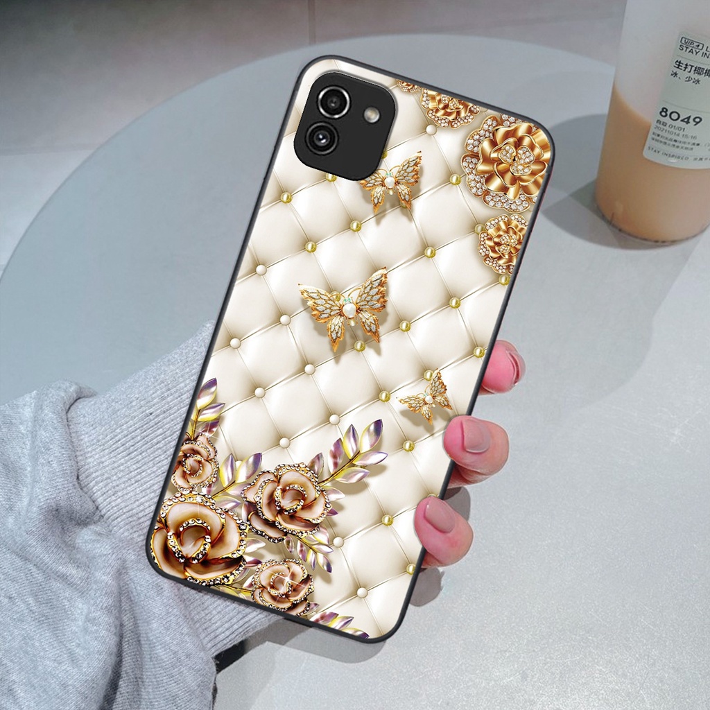 Ốp Samsung A03 in hình hoa lá họa tiết siêu đẹp, sang trọng
