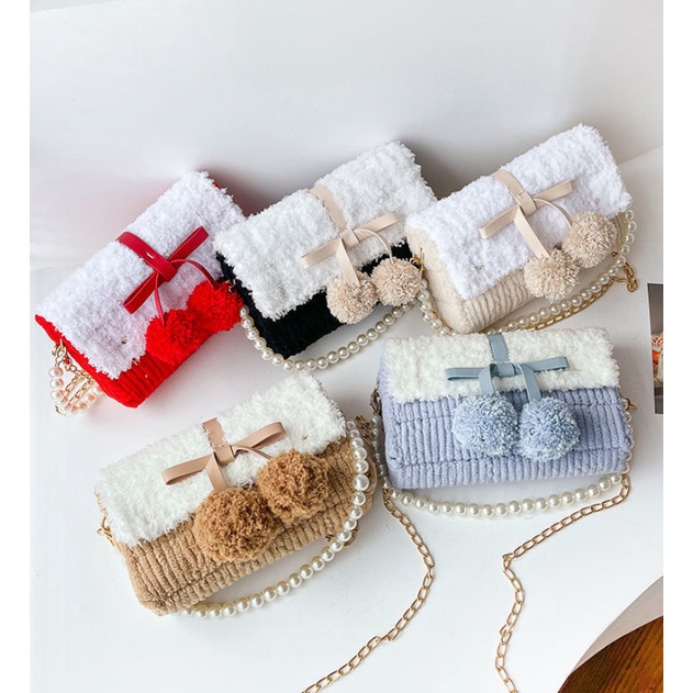 Sét túi tự đan pom pom