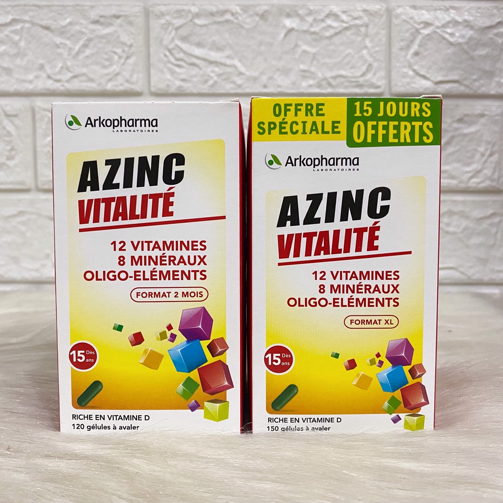 Vitamin tổng hợp Azinc Vitalité Arkopharma bổ sung vitamin, khoáng chất tăng đề kháng, giảm mệt mỏi, chống lão hóa