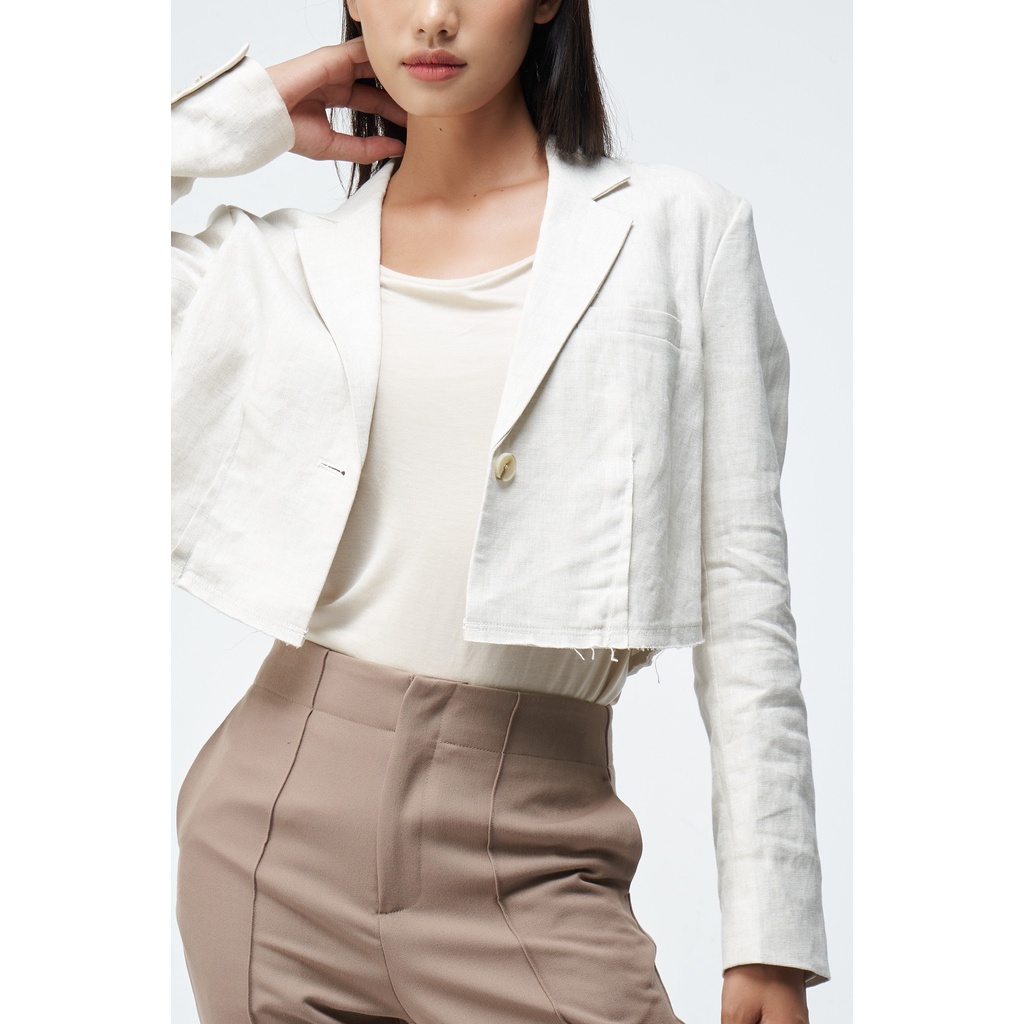 Áo Khoác Vest Nữ Crop Lai Tay Dài Trơn Form Relax - Routine 10S21VESW002