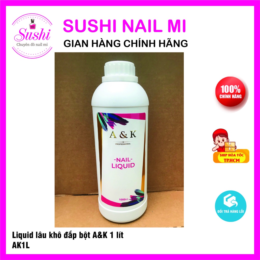 Lưu huỳnh đắp bột AK lâu khô 1000ml - liquid chảy dẻo, thơm nhẹ, nặn hoa - Sushi nail mi
