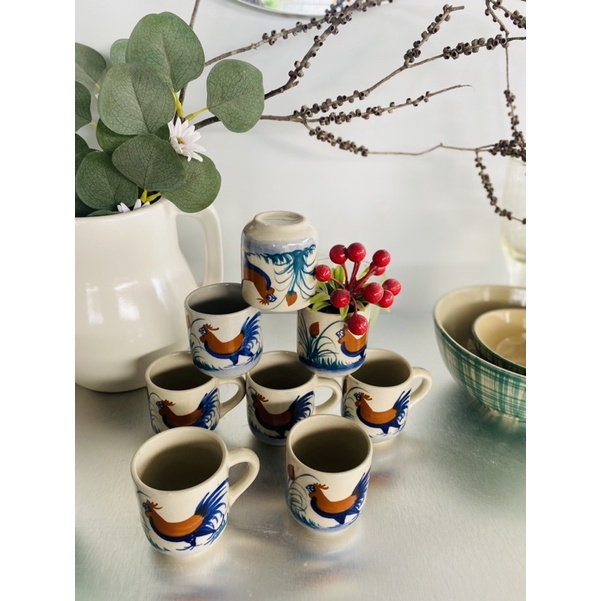 Tách Gà Nhỏ Hoạ Tiết Gà / Trúc Xanh 6*6cm