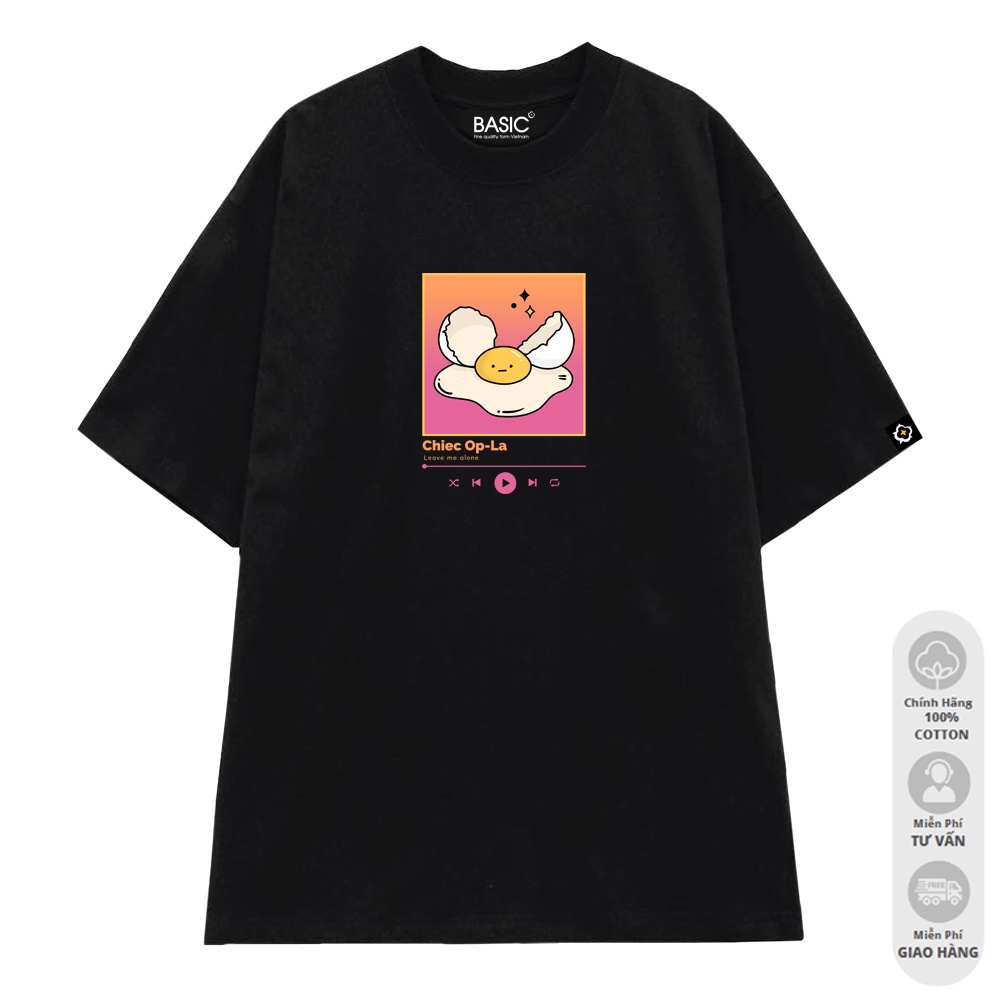 Áo Phông Nữ Local Brand TNC - Chiec Op-la - In Lụa Kts 100%Cotton - Áo Thun Đen Form Rộng Hình Trứng Ốp La Anime Xinh