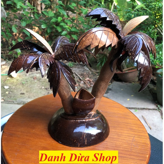 Cây dừa làm từ gáo dừa trưng bàn làm việc, trưng bàn học - HÀNG 1 - mỹ nghệ gỗ dừa bến tre - Danh Dua Shop