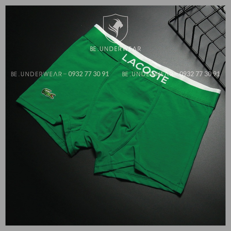 Combo 3 quần sịp nam boxer full box Be Underwear màu trắng, xanh lá, đen BLA1CB