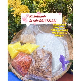 Combo ghiền 500g bánh tráng tròn ps+100g muối+100g hành phi+100g tép sấy+200g bơ