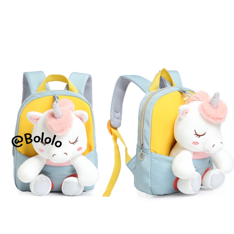 Bololo Balo Đi Học Hình Kỳ Lân Hoạt Hình Nhồi Bông Siêu Nhẹ Đáng Yêu Cho Trẻ Em