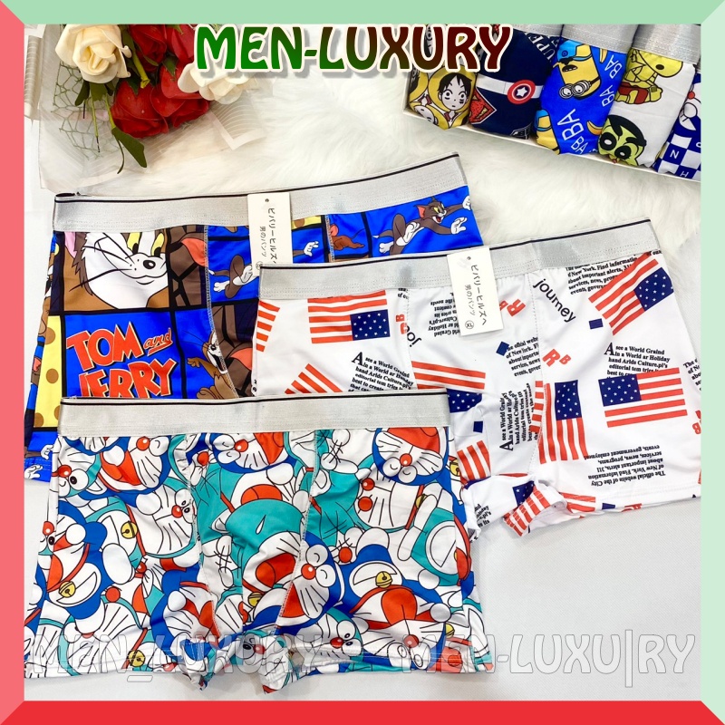 Quần lót nam in hình thun lạnh, quần sịp nam đùi thun lạnh hoạt hình doremon, shin, ... - Men Luxury