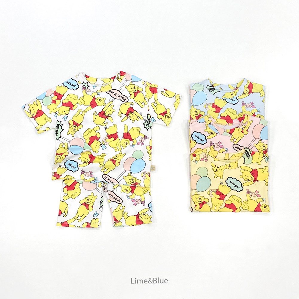 Bộ rời cộc Gấu Pooh Bóng bay Lime&Blue Hàn Quốc