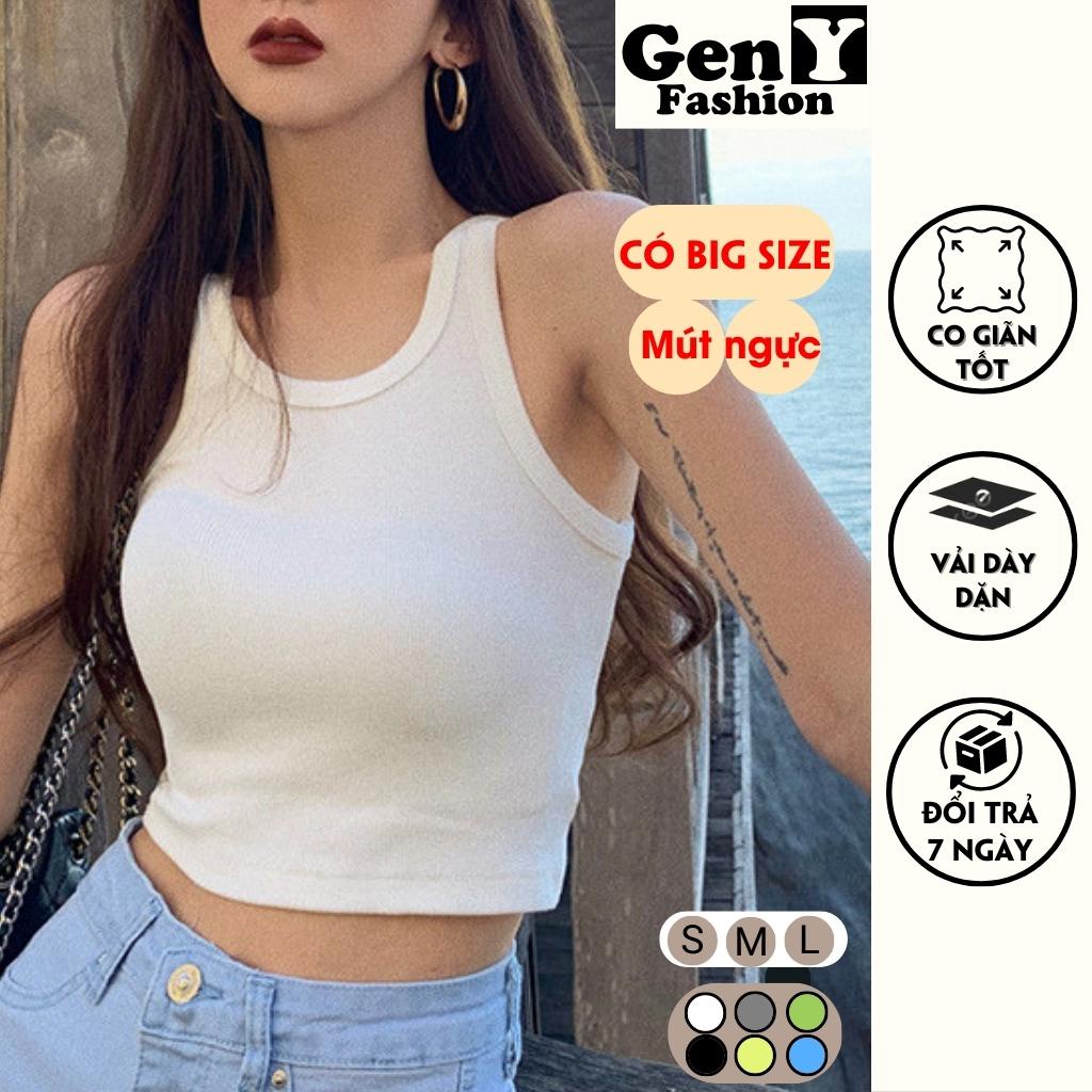 Áo ba lỗ nữ trơn GenY có mút ngực, có bigsize thiết kế đơn giản nhiều màu chất vải co giản mặc thoải mái 3LCM | BigBuy360 - bigbuy360.vn