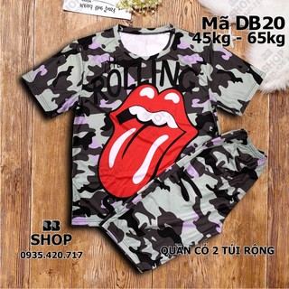 Đồ Bộ in 3D Thun Lạnh, 45kg đến 65kg, Quần Có 2 Túi Rộng