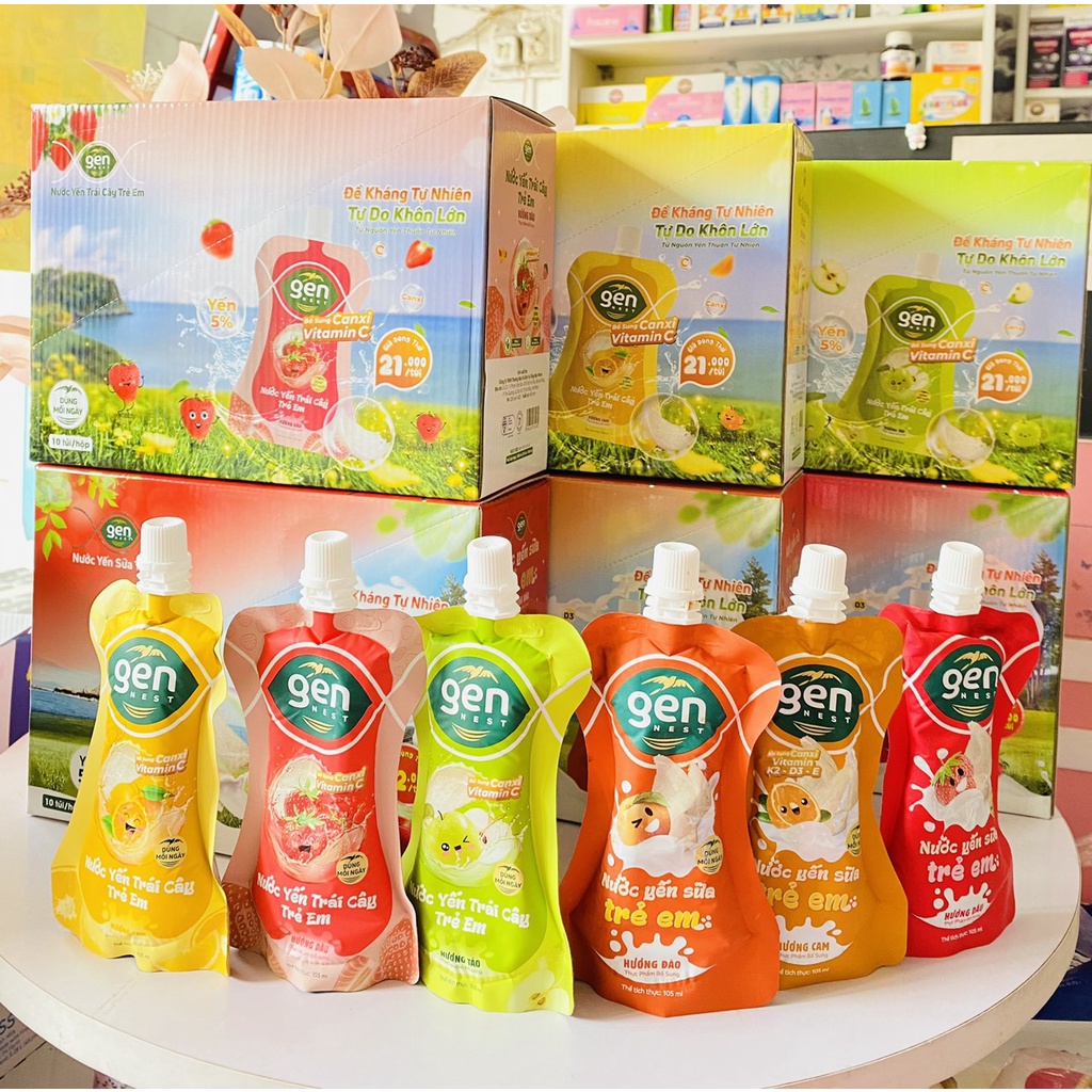 Nước Yến Sữa trẻ em Gen Nest lốc 10 túi * 105ml