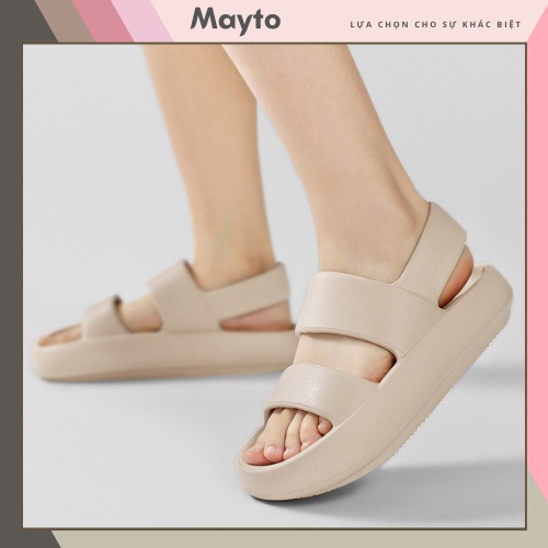 Sandal nữ có quai hậu đế bánh mì đi học đế cao 3cm Mayto chống trơn không thấm nước đúc nguyên khối trơn QN-14