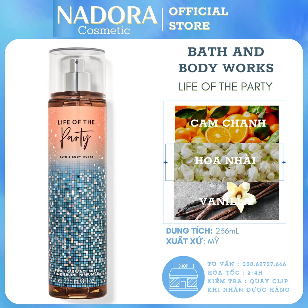 Xịt Thơm Toàn Thân LIFE OF THE PARTY Bath And Body Works - Body Mist (236ml)