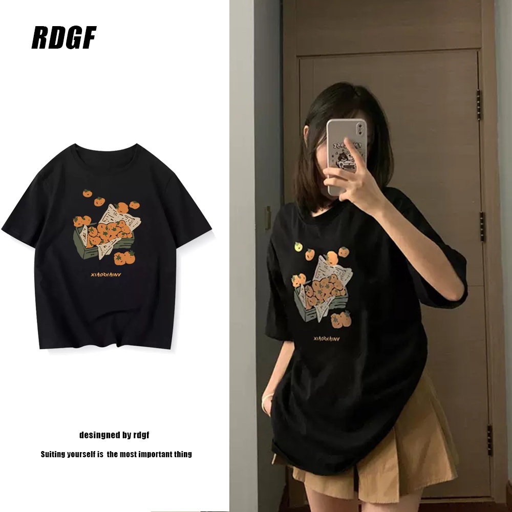 RDGF Bộ Đồ Ngủ Ngắn Tay Màu Đen Cam Thời Trang Mùa Hè 2023 Cho Nữ