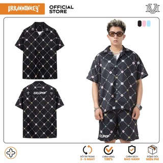 Đồ Bộ Sơ Mi Quần Short URBAN MONKEY LOLIPOP Đen In Họa Tiết