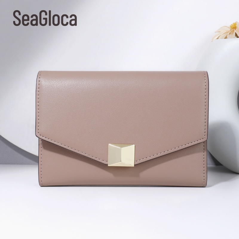 Ví gấp SEAGLOCA ba màu trơn cao cấp cỡ vừa cho nữ