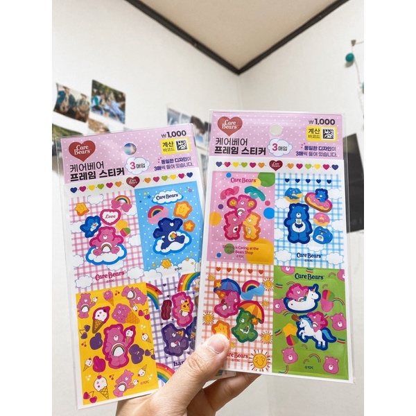 STICKERS, TÚI, MÓC KHOÁ BST CARE BEARS - DAISO HÀN QUỐC