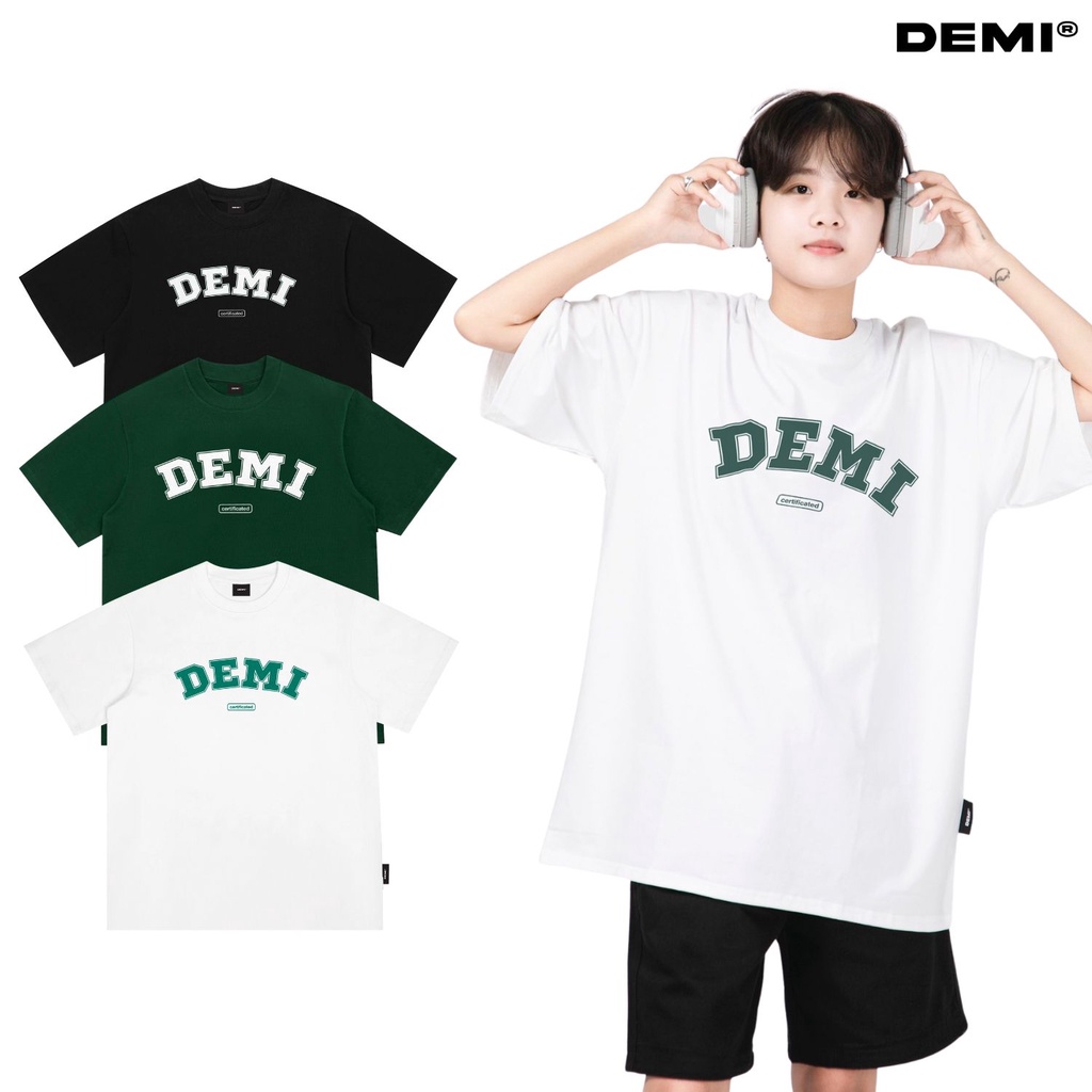 Áo thun local brand giá rẻ basic form rộng, áo phông nữ nam tay lỡ màu trắng, đen, xanh rêu local brand Demi | DE1-T19