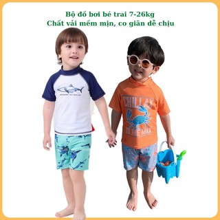 Đồ bơi bé trai / Bộ quần áo bơi cộc tay dành cho bé trai 7-26kg