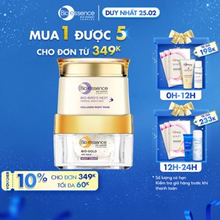 Combo dưỡng da tươi trẻ ngăn ngừa lão hóa Bio-Essence(Kem dưỡng ban đêm Bio-Gold 40g+Mặt nạ ngủ Bio-Bird's Nest 50g)