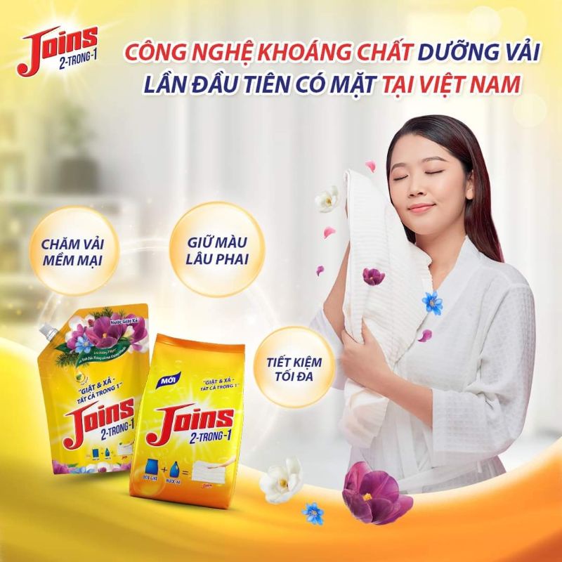 Bột giặt Joins 2,7Kg giặt & xã 2 trong 1 Hương Thơm Dịu Nhẹ (DATE MỚI)