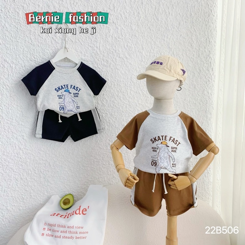 BERNIE - BỘ THUN COTTON GẤU SKATE FAST