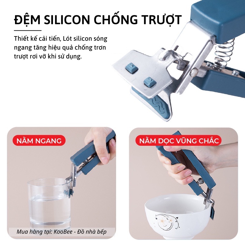 Bộ dụng cụ gắp bát đĩa chóng nóng KOOBEE  - Găng tay silicon, kẹp gắp nóng, kẹp tô đĩa chống bỏng