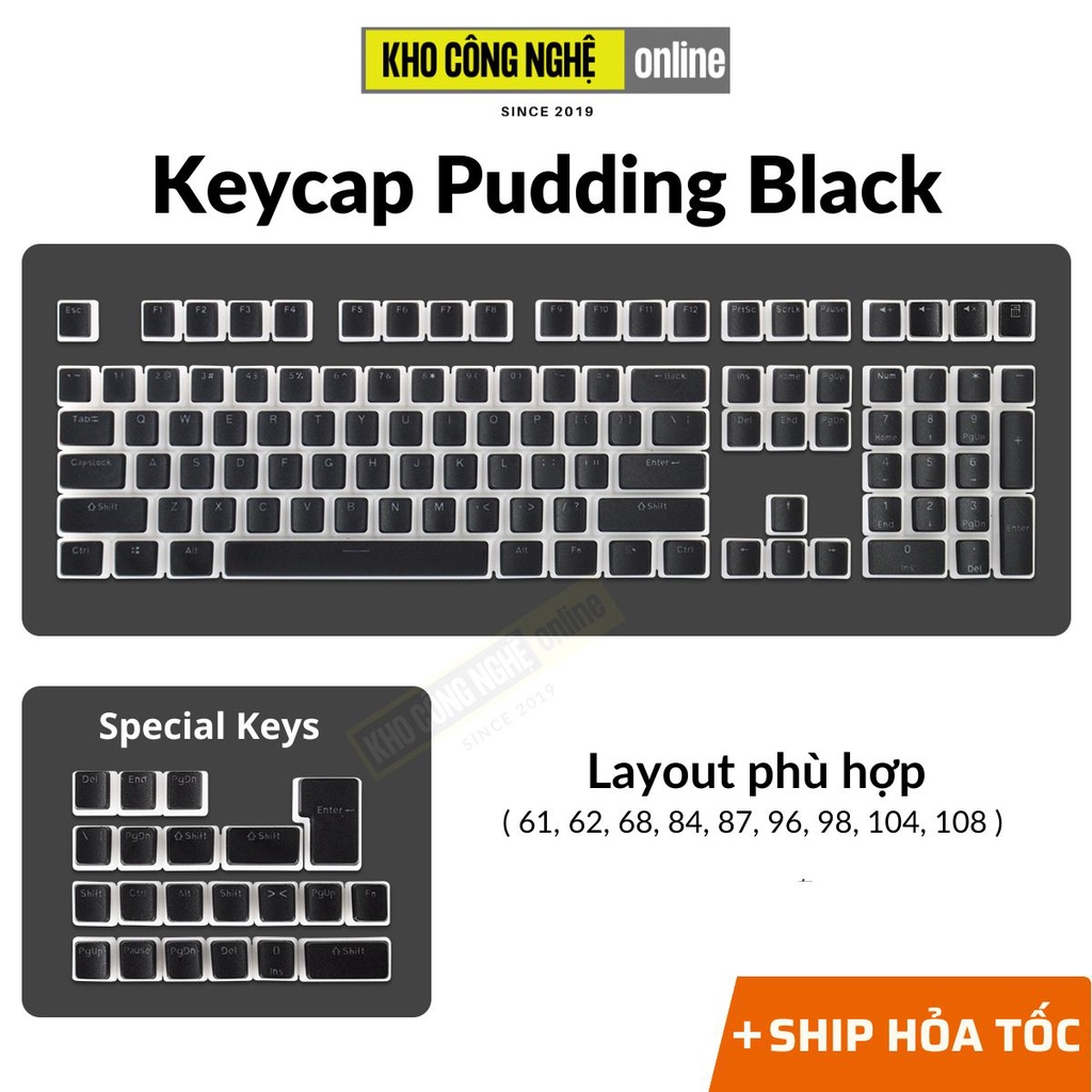 keycap pudding PBT 129 phím xuyên led