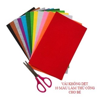 Set 10 giấy vải không dệt đủ màu làm thủ công cho học sinh