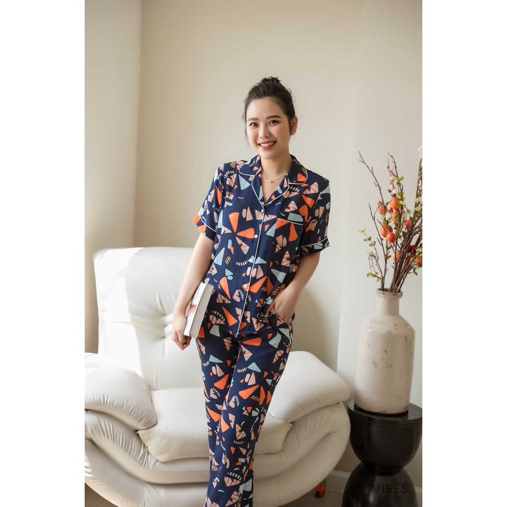 VIBES Đồ bộ Pijama dài Pattern Navy Long Py Set