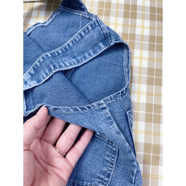 Yếm bò cho bé gái, quần yếm cho bé gái, yem jean be gai, jum bò cho bé gái 2 chi tiết