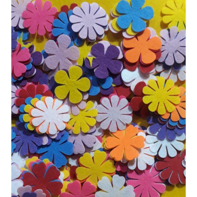 Hoa vải nỉ dập sẵn 7cm 100 bông đủ màu
