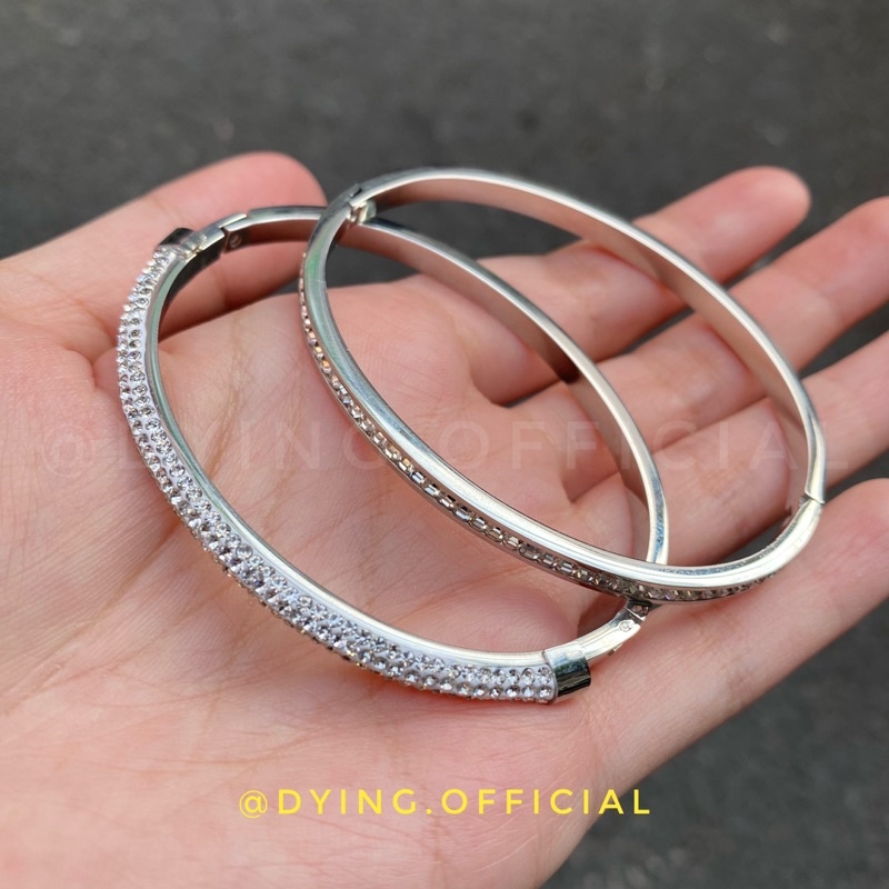 Kiềng/Vòng Cuff Đính Đá - Thép Titan KHÔNG RỈ