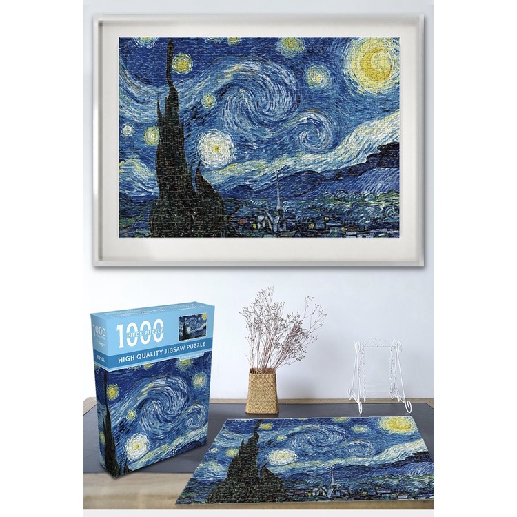 Bộ Tranh Ghép Xếp Hình 1000 mảnh dày 5mm bản cao cấp, tặng keo, túi đựng