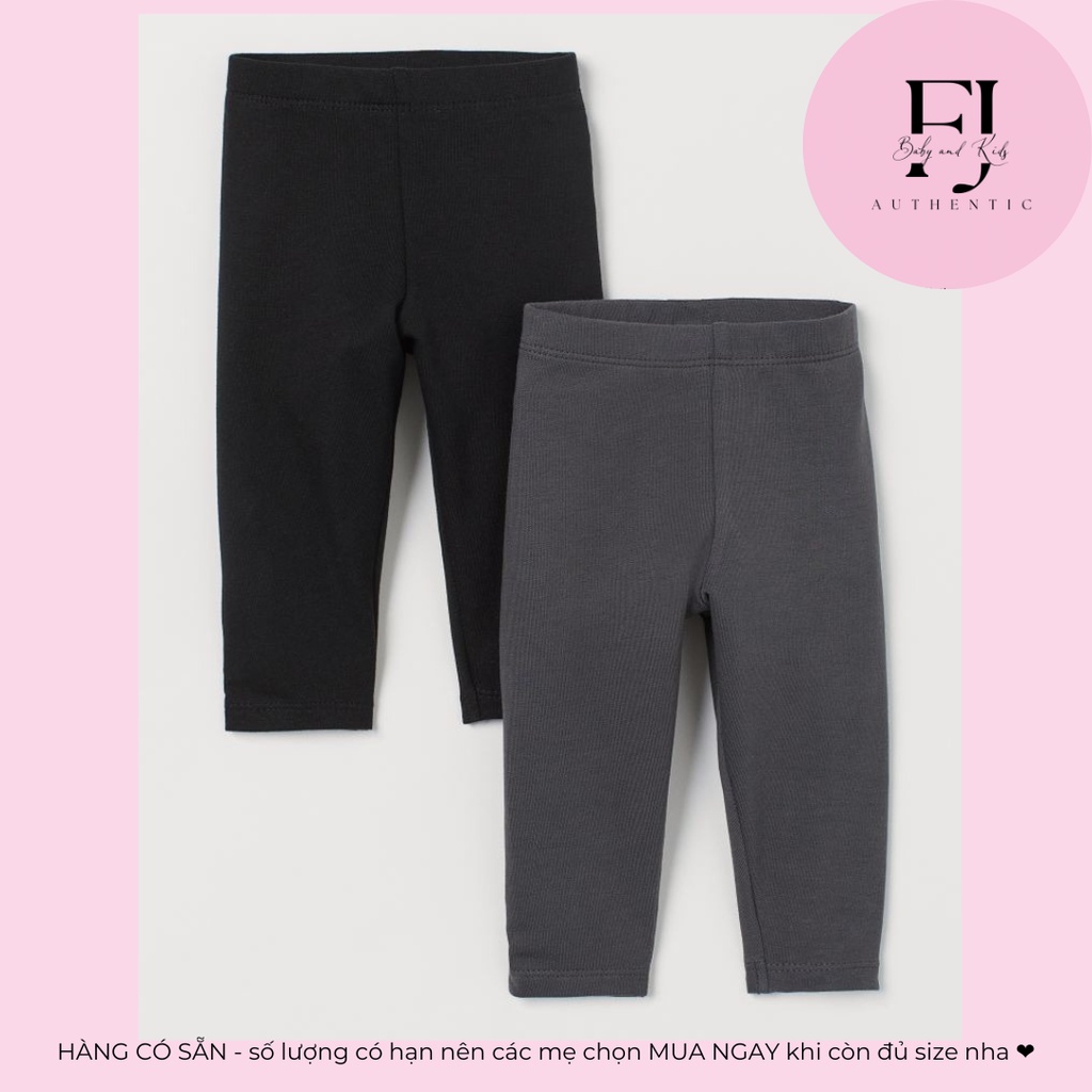 Quần legging trẻ em chính hãng HM, quần bé gái legging đen trần bông, legging xám trần bông, hàng hiệu cho bé Size 6-9m
