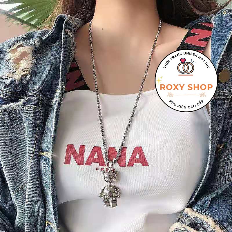 Dây chuyền gấu cute titan ROXY shop vòng cổ con gấu to chắc chắn không gỉ vòng cổ đôi phong cách Thời trang Hip hop