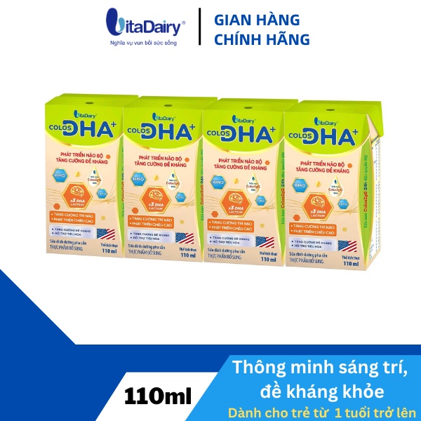 Sữa bột pha sẵn Colos DHA+ 110ml - thùng 48 hộp - VitaDairy