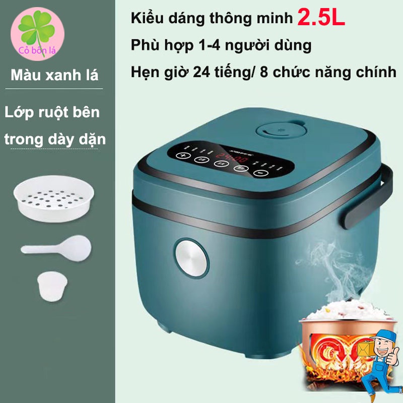 [Chính Hãng] Nồi Cơm Điện Mini Đa Chức Năng 2.5L Cao Cấp, Nấu Cháo, Hầm Canh Chống Dính, Bảo Hành 3 Tháng