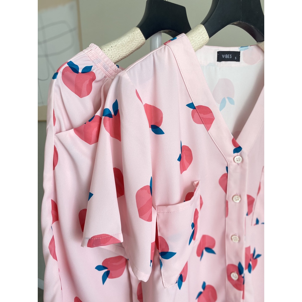 VIBES Đồ bộ Pijama ngắn Peach Py Set