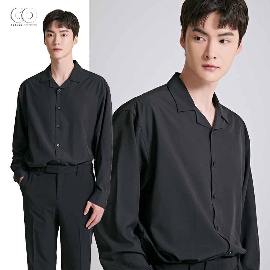 Áo sơ mi tay dài SPAO chất poly thun co giãn thoáng mát - 4 màu