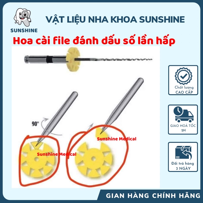1 bôbg Hoa cài file máy nội nha, hoa đếm file, hoa đánh dấu số lần hấp file, hoa ghi nhớ số lần hấp file