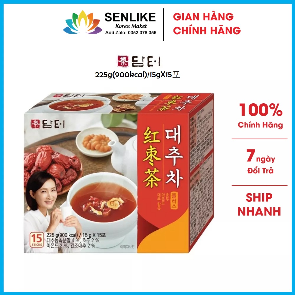 Trà Táo Đỏ, Óc Chó, Hạnh Nhân Damtuh Hàn Quốc nhập khẩu chính hãng 15gx15 gói