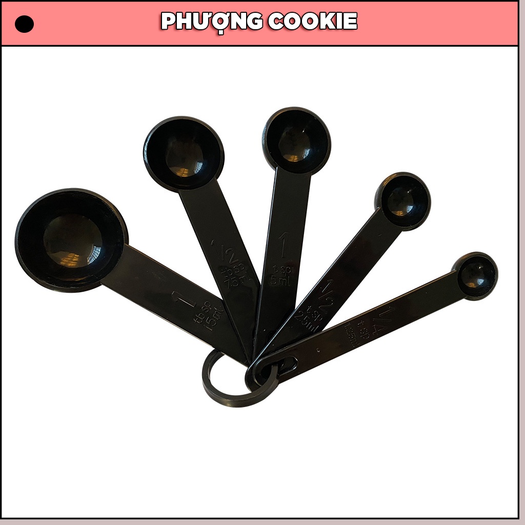 Muỗng đong định lượng nhựa dùng để đong bột, cà phê, gia vị - màu đen size nhỏ và lớn