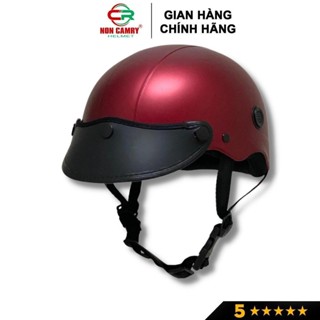 Nón bảo hiểm nửa đầu thời trang NON CAMRY, kiểu dáng nón sơn năng động , màu đỏ đô nổi bật, có lỗ thông gió